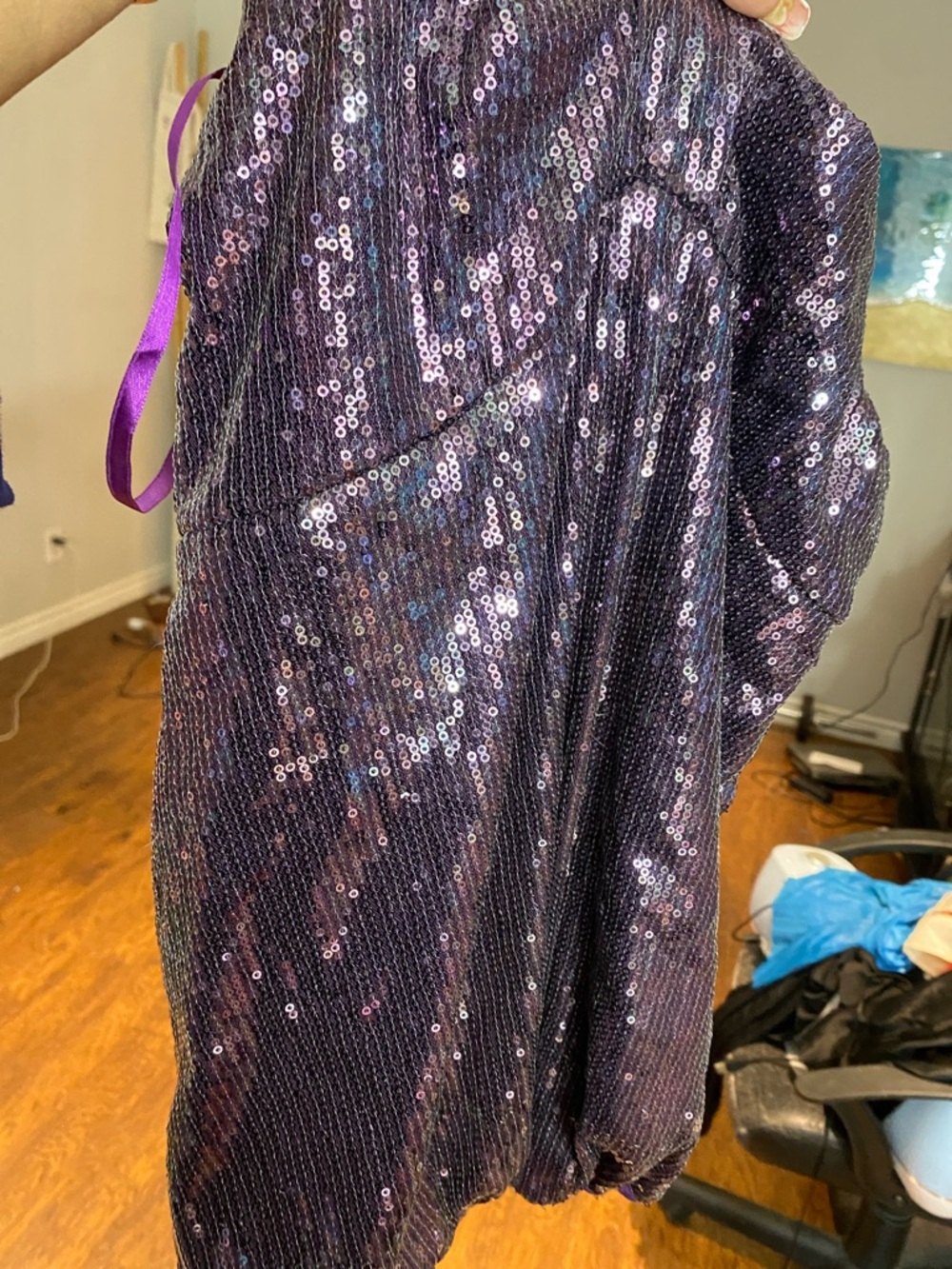 Purple Sequin Crop Top - Party-Ready Shine